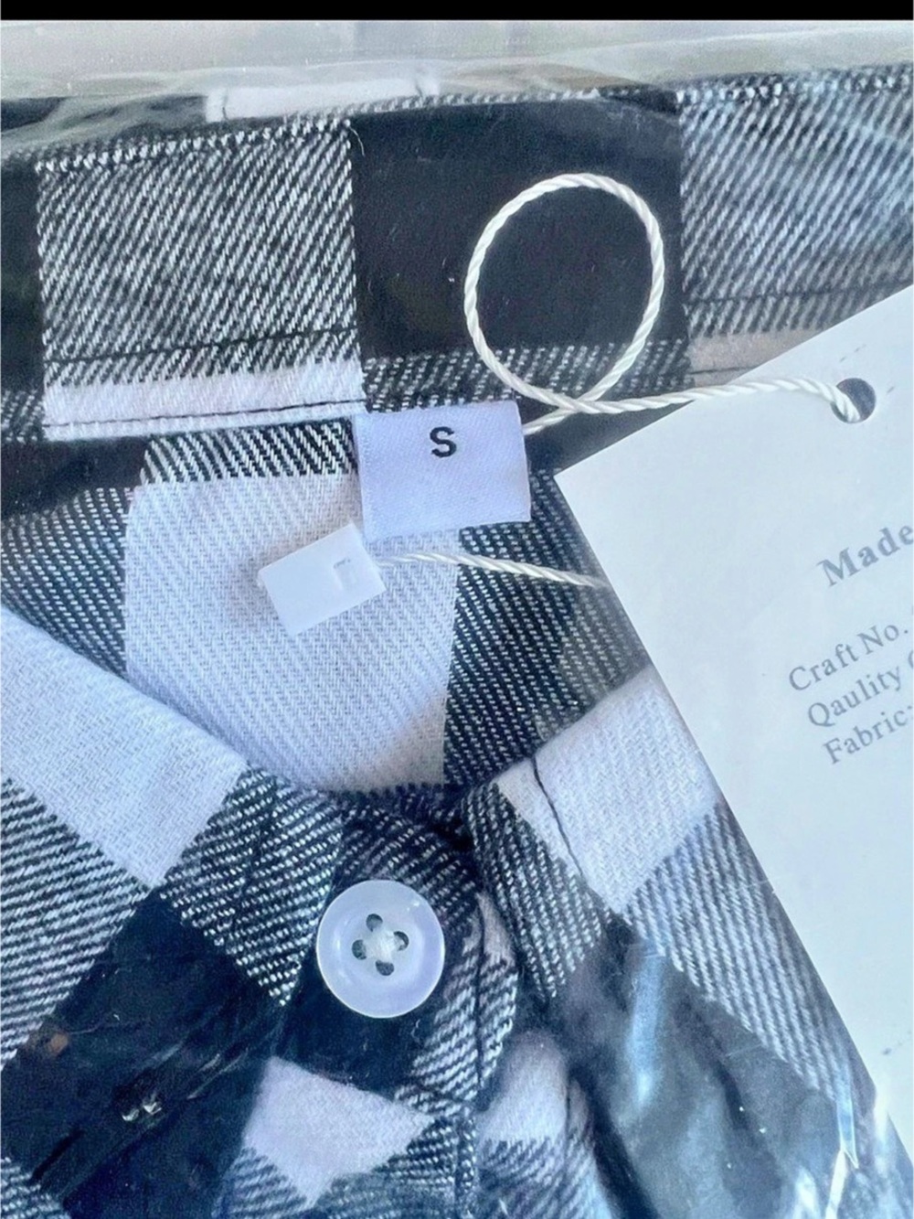 New size S SANGTREE Womens Flannel Shirt Long Sleeve Button up Plaid black white - Picture 3 of 5